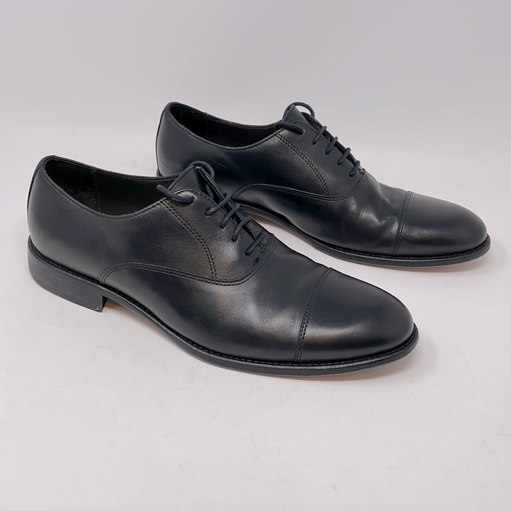 A. Testoni Basic Black Leather Lace Up Oxfords Si… - image 3